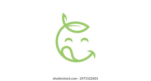 diseño de logo de la sonrisa de la hoja, feliz, naturaleza. diseño de logo de la Plantilla, icono, símbolo, creativo, idea.