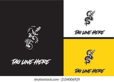 logo design of snake and sword vector black and white