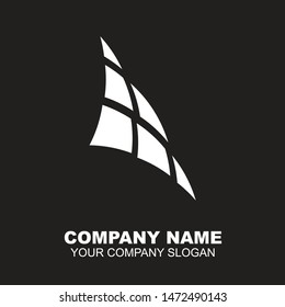 Logo design of some diamond shapes arranged in the form of waving triangles. Vector logo in black background
