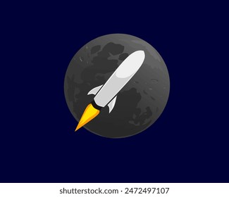 Logo design of a space rocket for lunar exploration, for your illustration idea