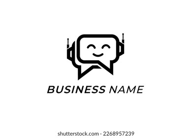 logo design speech bubble and head robot