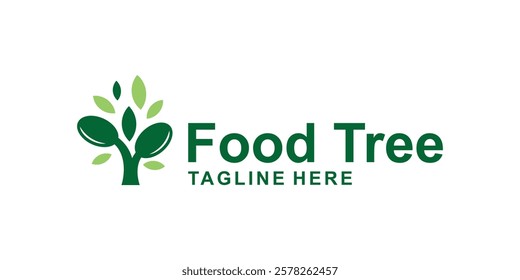 logo design spoon and tree,food,health,meal,nature,organic,symbol,icon,idea,creative.