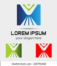 Logo design square element. Use in the media, mobile, water, financial, mechanical, science