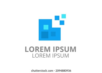 diseño de logotipo plantilla de silueta de píxeles cuadrados en forma creativa aislar ilustración vectorial para cualquier empresa de negocios digital moderna.