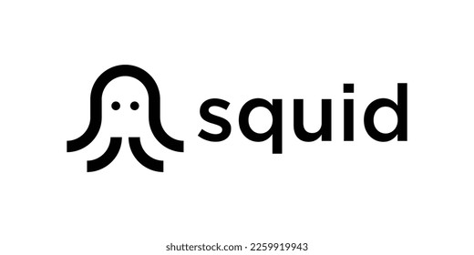 logo design squid line icon vector illustration