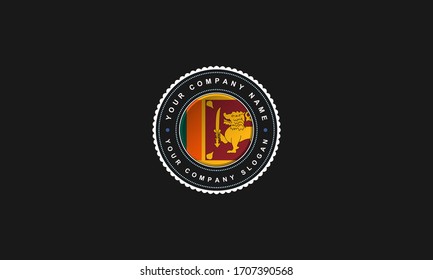 logo design with Sri Lanka concept in circle. Red and Yellow Vintage and premium