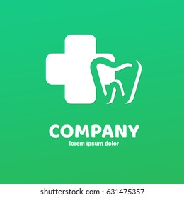 Logo design stomatology vector template. Illustration design of logotype business dental clinic flat symbol. Tooth and heart web icon