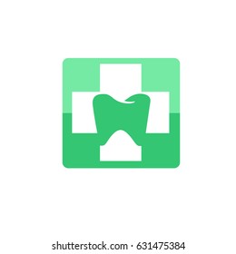 Logo design stomatology vector template. Illustration design of logotype business dental clinic flat symbol. Tooth and heart web icon