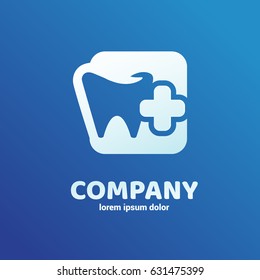Logo design stomatology vector template. Illustration design of logotype business dental clinic flat symbol. Tooth and heart web icon