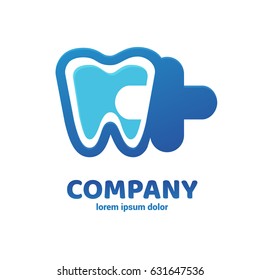 Logo design stomatology vector template. Illustration design of logotype business dental clinic flat symbol. Tooth and cross web icon