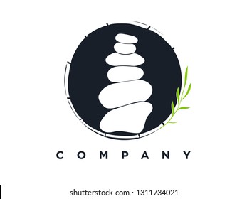logo design stone balance in circle.