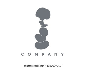 logo design stone balancing with Monochrome color.