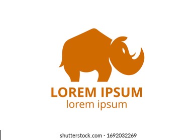 logo design of strong rhino silhouette template in creative shape isolate vector illustration use for any modern business or sport team.