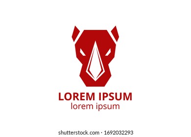 logo design of strong rhino silhouette template in creative shape isolate vector illustration use for any modern business or sport team.