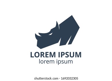logo design of strong rhino silhouette template in creative shape isolate vector illustration use for any modern business or sport team.