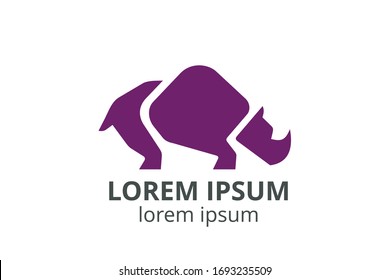 logo design of strong rhino silhouette template in creative shape isolate vector illustration use for any modern business or sport team.