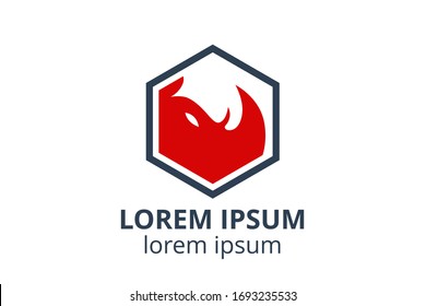logo design of strong rhino silhouette template in creative shape isolate vector illustration use for any modern business or sport team.
