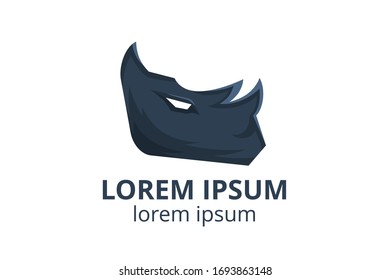 logo design of strong rhino silhouette template in creative shape isolate vector illustration use for any modern business or sport team.