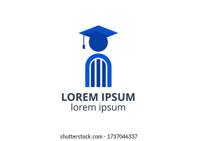 logo design of student child or people template in creative shape isolate vector illustration. use for any business education like school, college, university, training center.