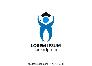 logo design of student child or people template in creative shape isolate vector illustration. use for any business education like school, college, university, training center.