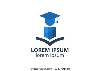 logo design of student child or people template in creative shape isolate vector illustration. use for any business education like school, college, university, training center.