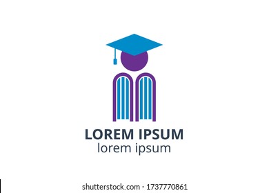 logo design of student child or people with book template in creative shape isolate vector illustration. use for any business education like school, college, university, training center.