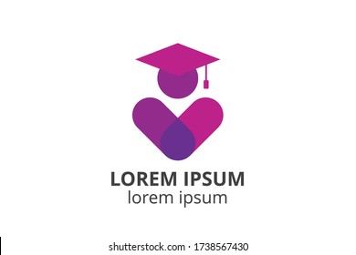 logo design of student child or people template in creative shape isolate vector illustration. use for any business education like school, college, university, training center.