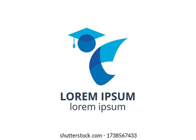 logo design of student child or people template in creative shape isolate vector illustration. use for any business education like school, college, university, training center.