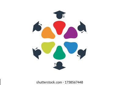 logo design of student child or people template in creative shape isolate vector illustration. use for any business education like school, college, university, training center.