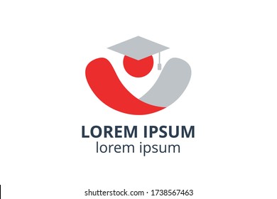 logo design of student child or people template in creative shape isolate vector illustration. use for any business education like school, college, university, training center.