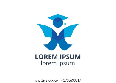 logo design of student child or people template in creative shape isolate vector illustration. use for any business education like school, college, university, training center.