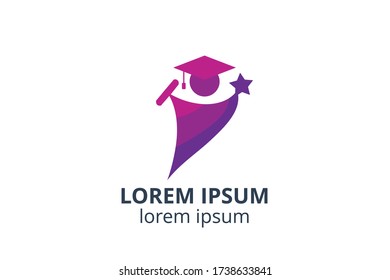 logo design of student child or people template in creative shape isolate vector illustration. use for any business education like school, college, university, training center.