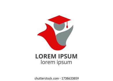 logo design of student child or people template in creative shape isolate vector illustration. use for any business education like school, college, university, training center.