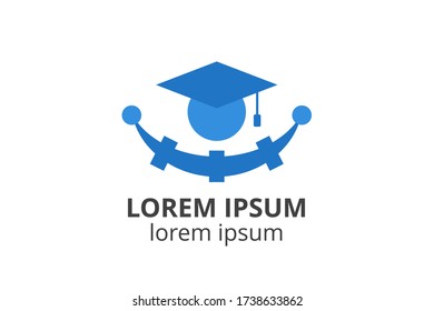 logo design of student child or people template in creative shape isolate vector illustration. use for any business education like school, college, university, training center.