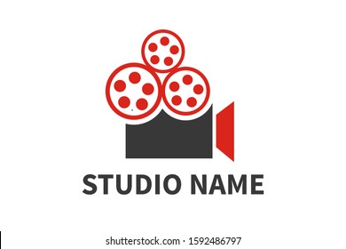 logo design of studio. icon for cinema or movie event or company base in digital technology for recording