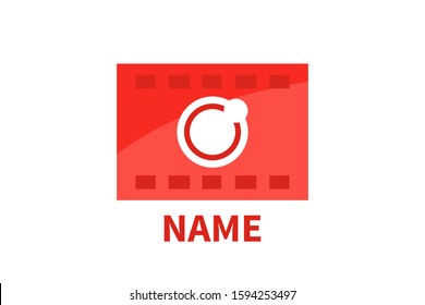logo design of studio. icon for cinema or movie event or company base in digital technology for recording shape like camera