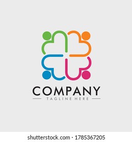 logo design such as a group of people doing a meeting resembling a sign of love

