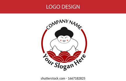 logo design with a sumo image. vector. Japanese tradition.