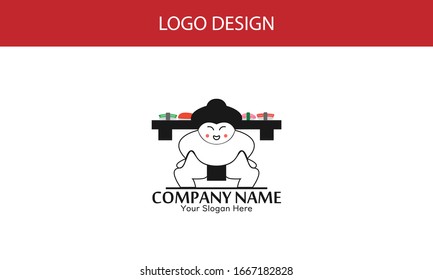 logo design with a sumo image. vector. Japanese tradition.