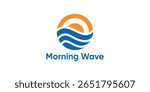 logo design sun and wave,sunrise,sea,beach,design creative modern.