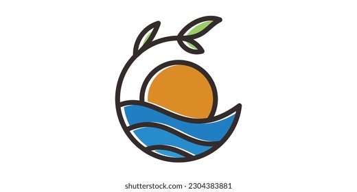 diseño de logotipo icono de puesta de sol vector ilustración