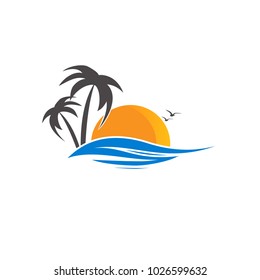 Logo design sunset sea summer