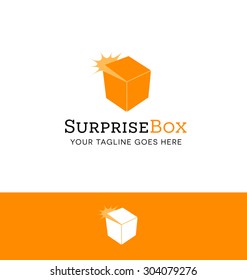 logo design of a surprise box opening