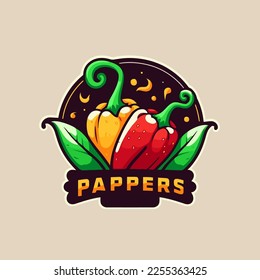 logo design of sweet pepper, green, yellow paprika