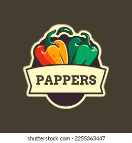 logo design of sweet pepper, green, yellow paprika