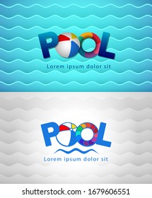 Logo-Design für Schwimmbad oder Aquapark. Wasserhintergrund. Vektorillustration.
