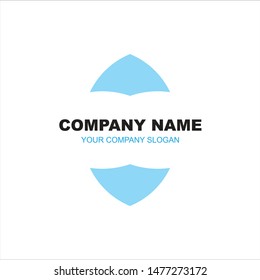 Logo design of a symmetrical vertical semicircle. Logo in blue color