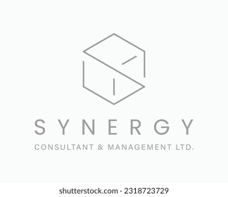 Logo design for SYNERGY Consultant and Management using vector shapes in a grey colour scheme