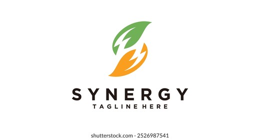 logo design synergy, energy, leaf, ecology, logo design vector, symbol, icon, ice, creative.