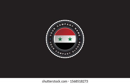 logo design with Syria flag concept in circle. Red,Black and white and red Badge Vintage and premium